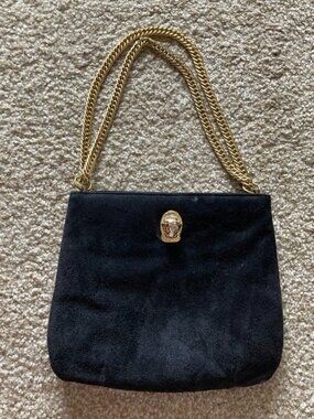 Ruth Saltz Black Leather Panther Cougar Head Purse Handbag